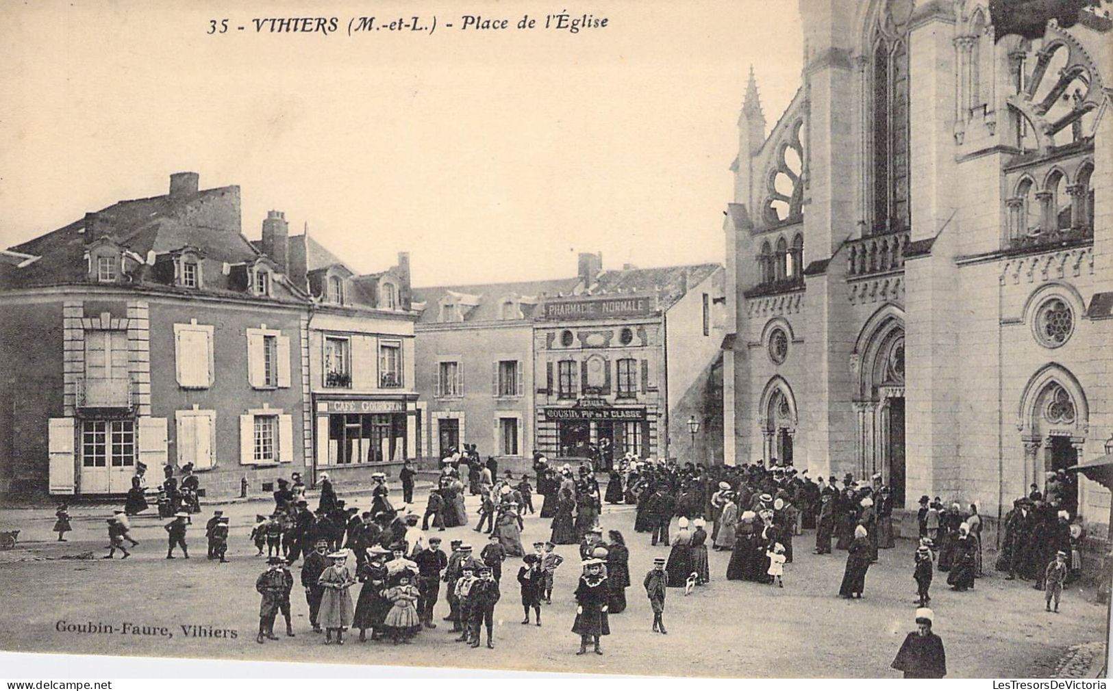 France - Vihters - Place De L'église - Animé - Goubin Faure - Carte Postale Ancienne - Andere & Zonder Classificatie