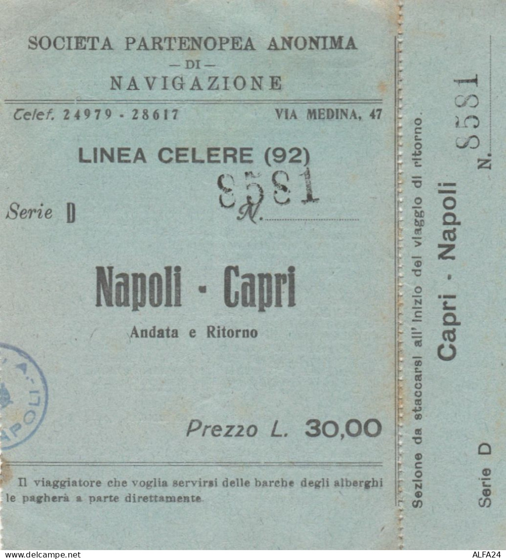 BIGLIETTO NAVIGAZIONE NAPOLI CAPRI (MF1865 - Europe