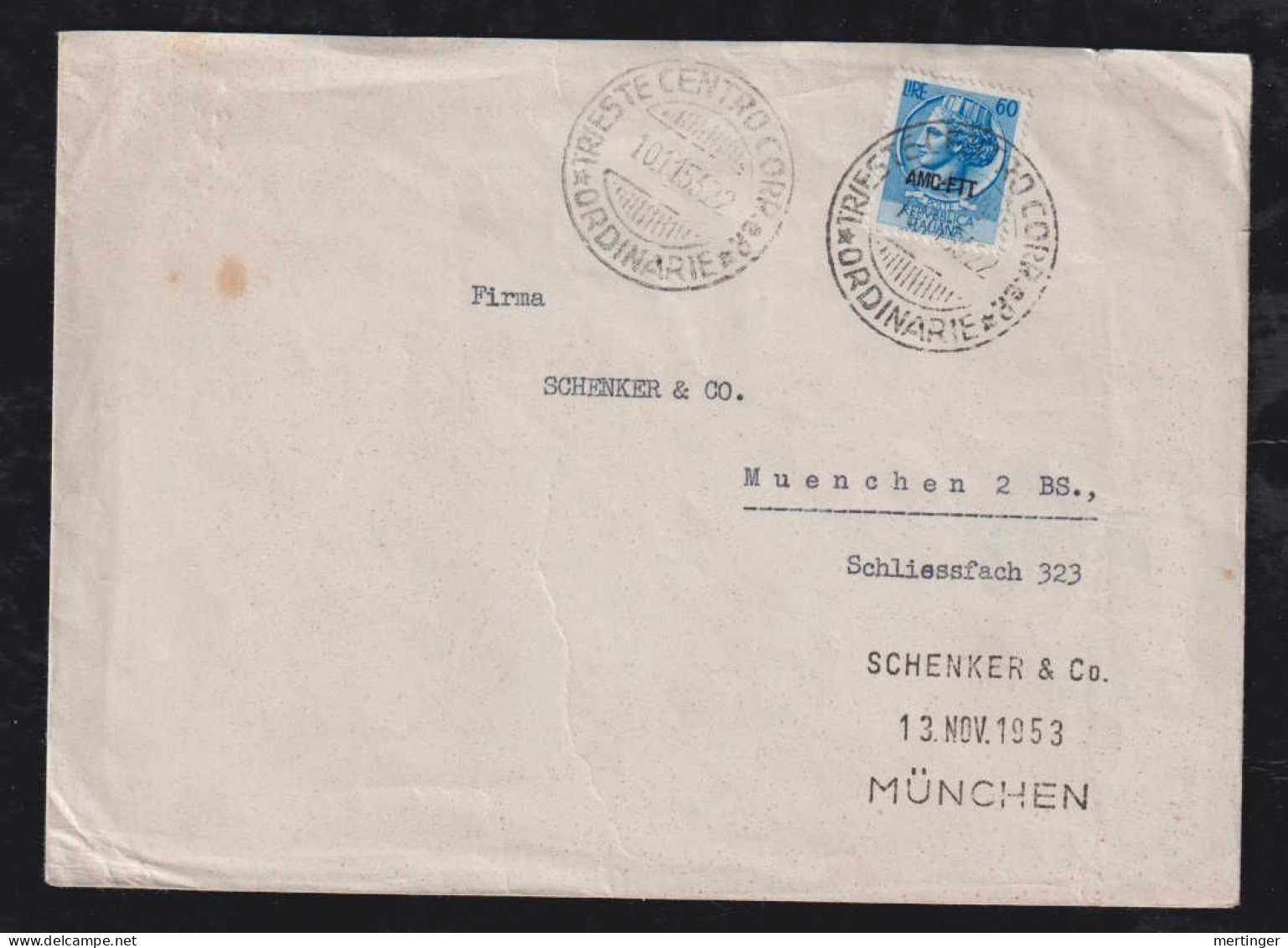 Italy Trieste 1953 Cover To MÜNCHEN Germany - Oblitérés