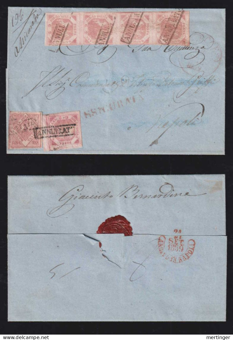 Italy Napoli 1859 Registered Cover Local Use 5x 2G + 20G - Naples