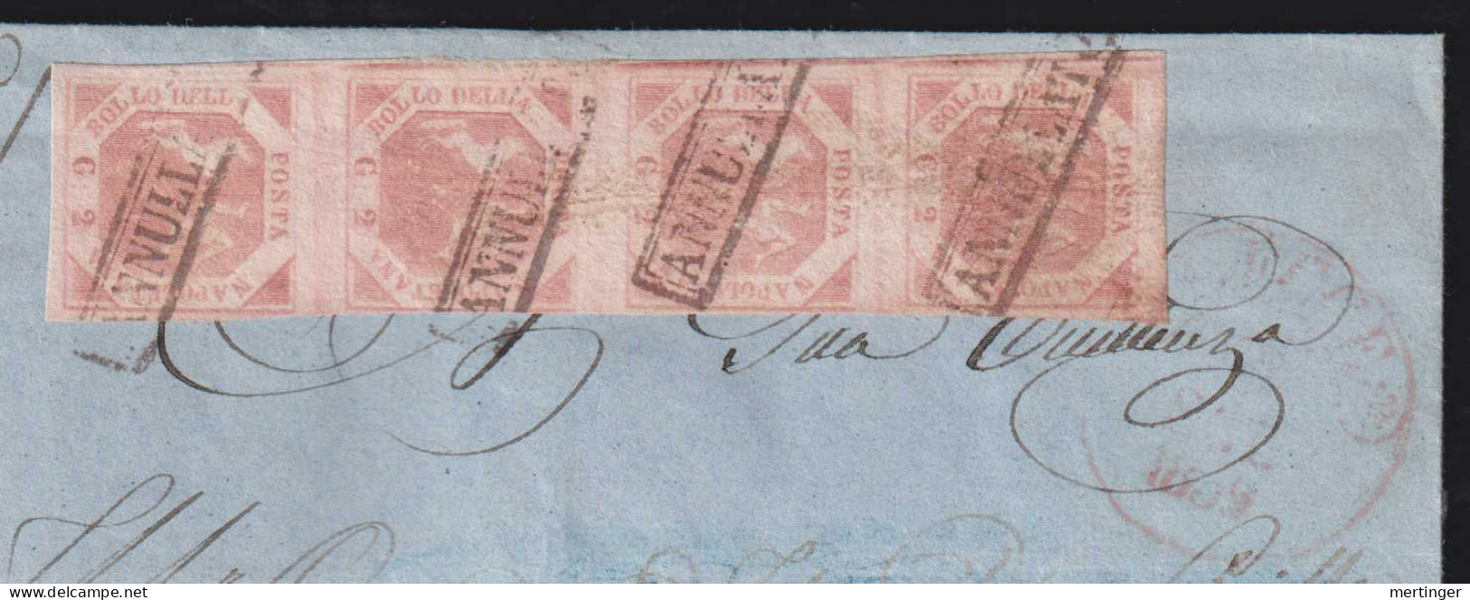 Italy Napoli 1859 Registered Cover Local Use 5x 2G + 20G - Neapel