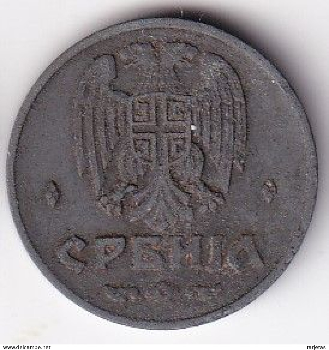 MONEDA DE SERBIA DE 2 DINAR DEL AÑO 1942 (OCUPACION ALEMANA) - Serbia