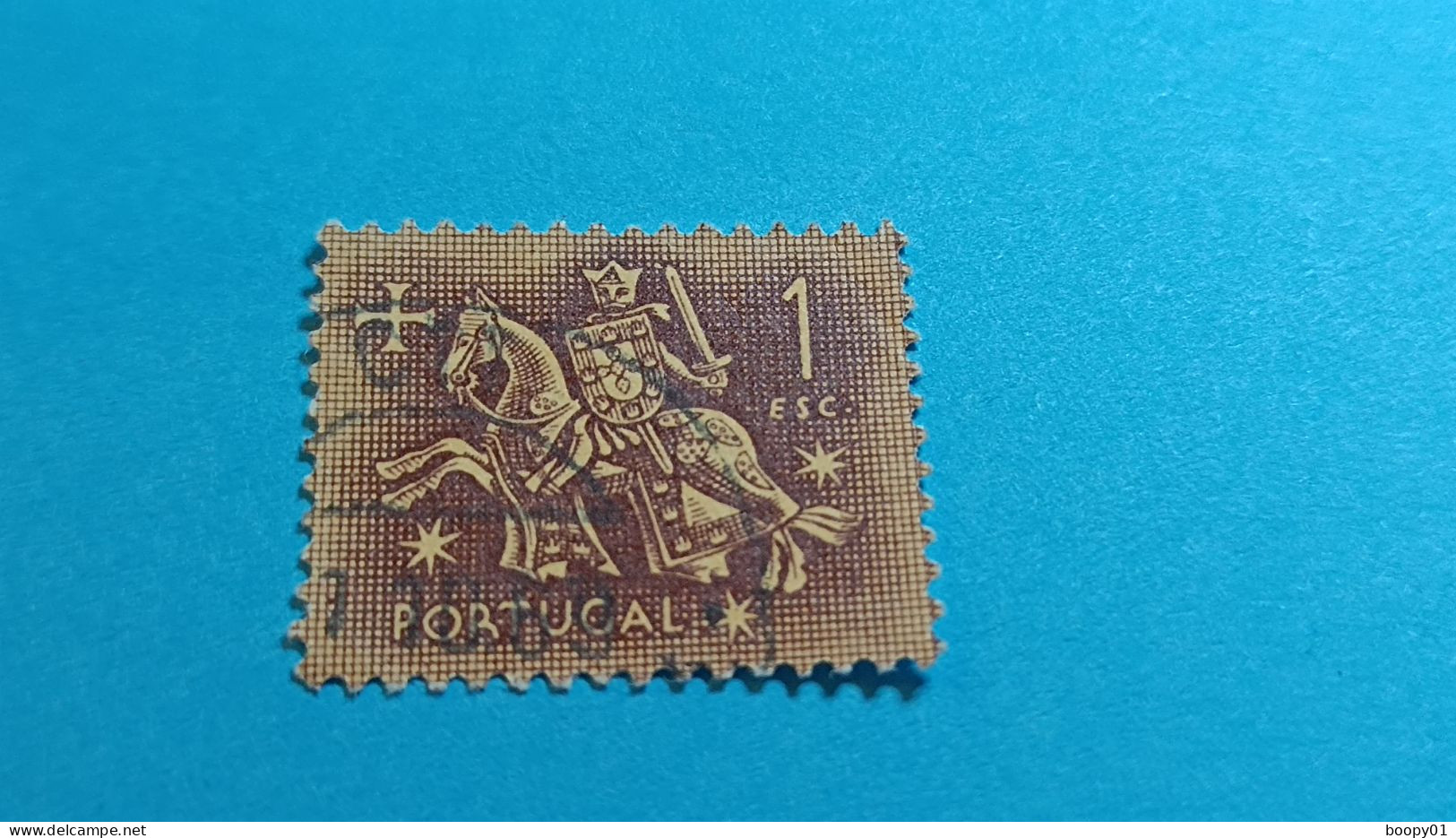 PORTUGAL - Timbre 1953 : Sceau équestre De Denis 1er De Portugal (Dinis Ou Diniz) - 1 Escudo - Used Stamps