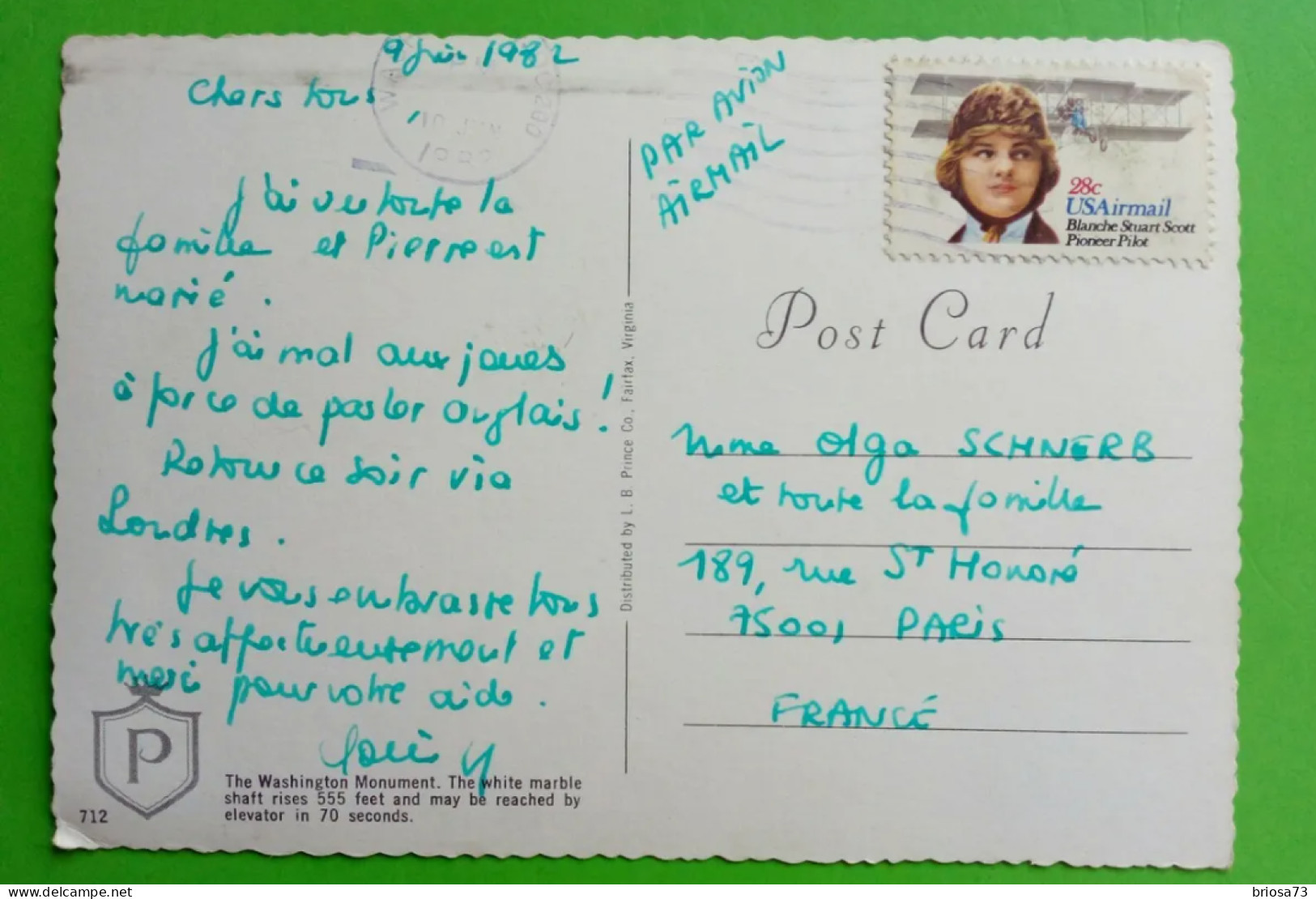 USA 1982,   Airmail Postcard Fron Usa To France.   1982. - Cartas & Documentos