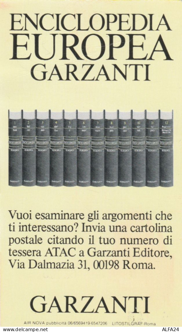 ABBONAMENTO MENSILE BUS ATAC ROMA GENNAIO 1981 (MF460 - Europe