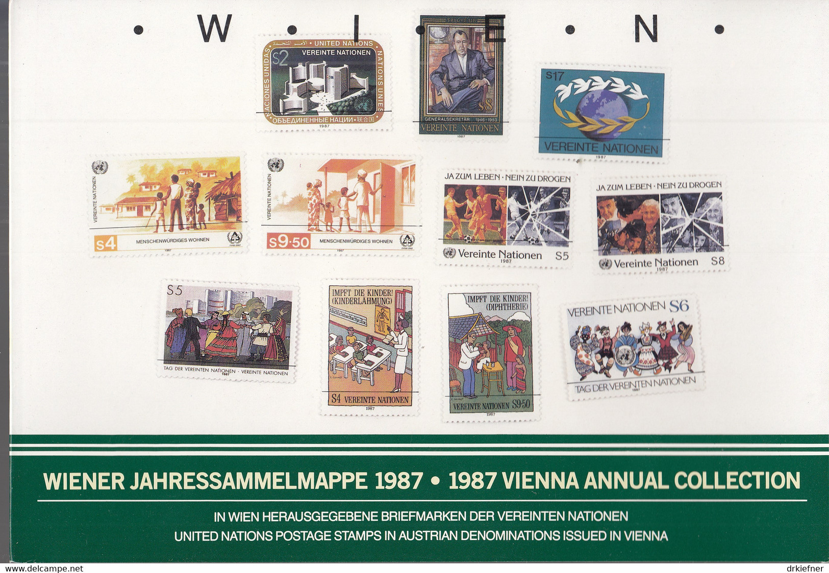 UNO WIEN, Jahressammelmappe 1987, Gestempelt, 68-78 - Usados