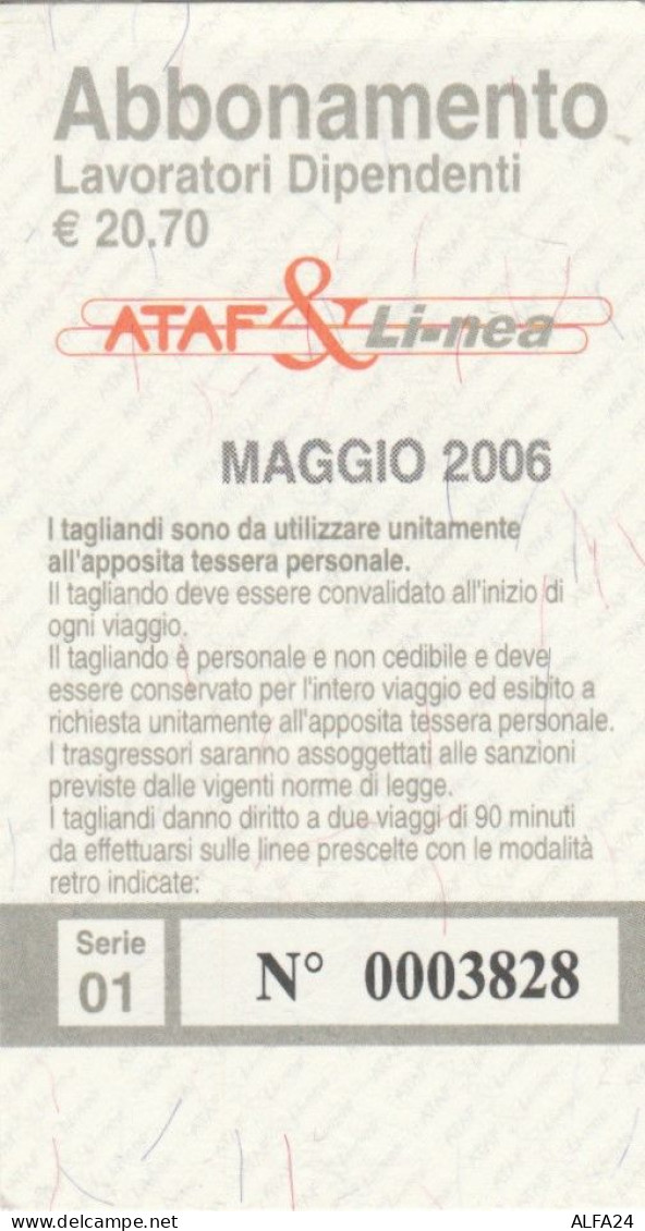 ABBONAMENTO MENSILE BUS ATAF FIRENZE MAGGIO 2006 (MF1156 - Europe
