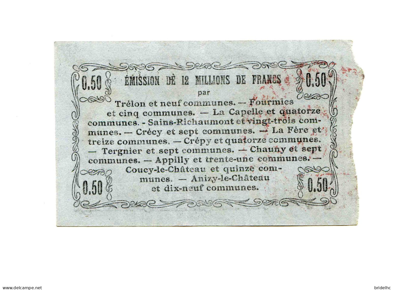 50 Centimes Bon Régional Du Nord Aisne Oise - Bons & Nécessité