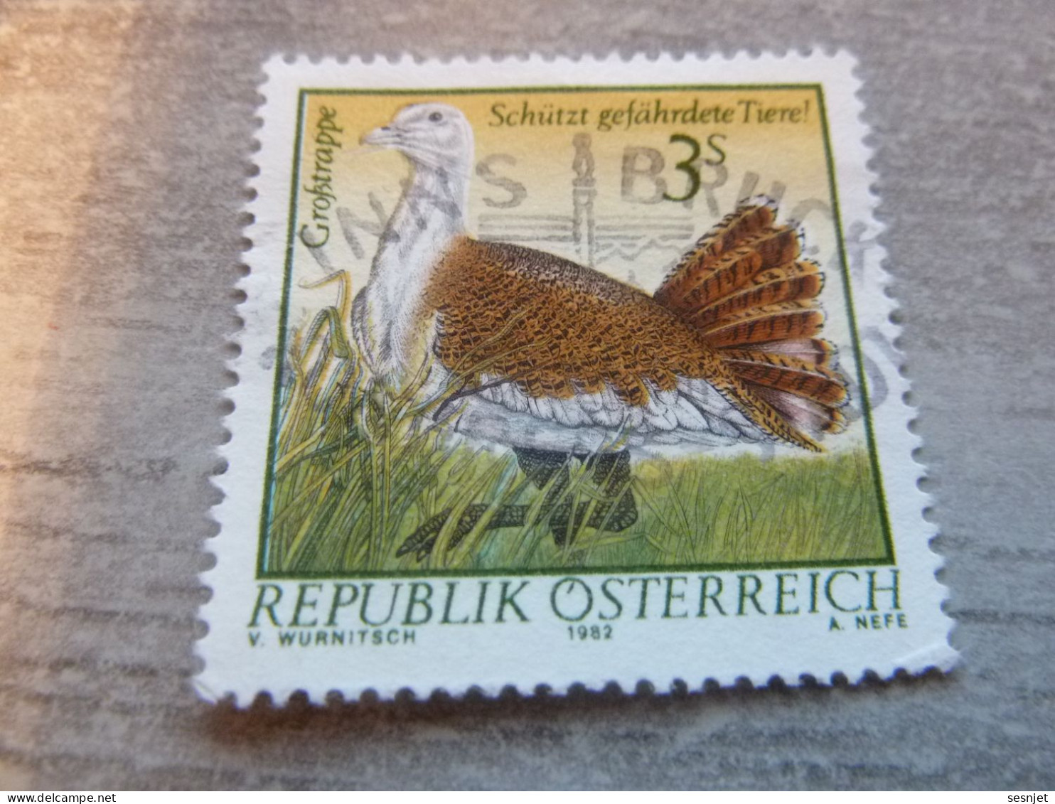 Republik Osterreich - Grofstrappe - Schützt Gefährdete Tiere - Val 3 S - Multicolore - Oblitéré - Année 1982 - - Pernice, Quaglie