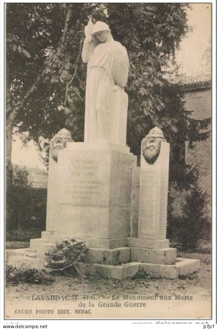 Cpa..47..LAVARDAC..LOT ET GARONNE..LE MONUMENT AUX MORTS DE LA GRANDE GUERRE. - Lavardac