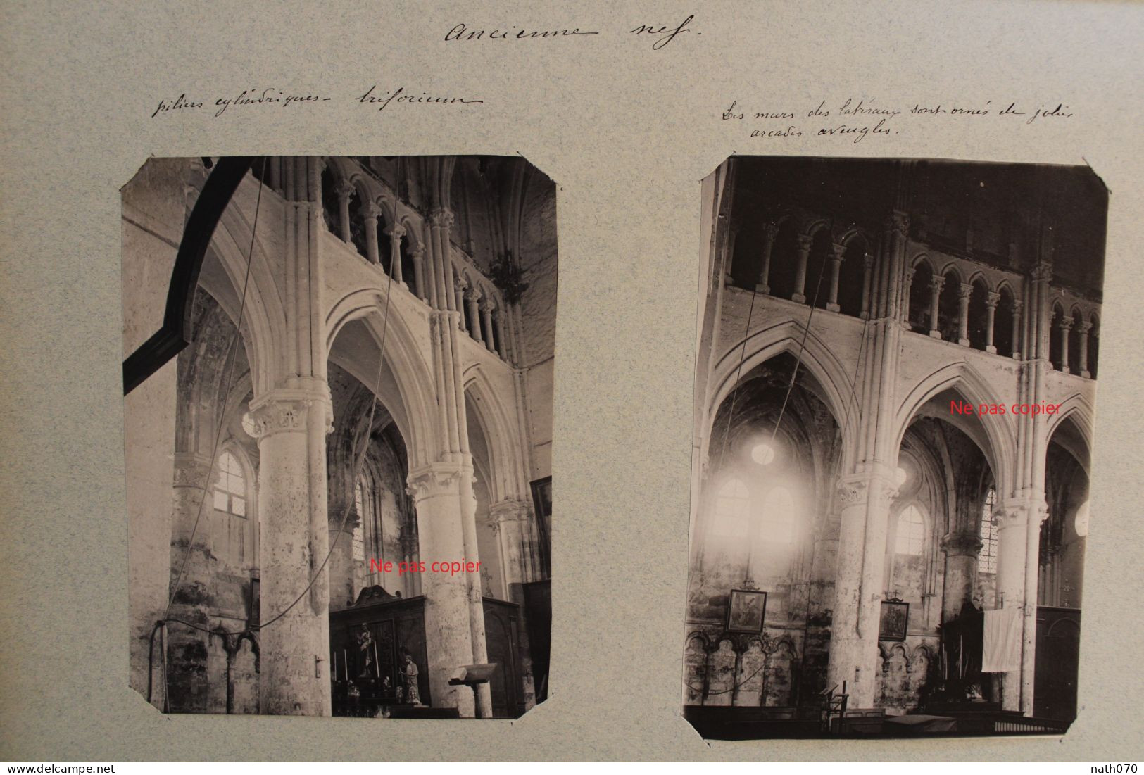 1910's Eglise De Mont Notre Dame Lot De 8 Photo Canton De Braine Aisne (02) Tirage Vintage Print Rare Car Détruite 1918 - Documents Historiques