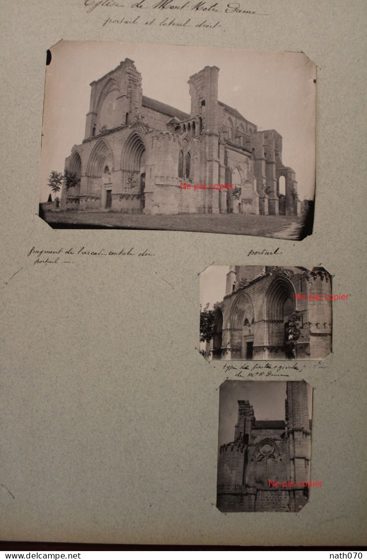 1910's Eglise de Mont Notre Dame Lot de 8 photo Canton de Braine Aisne (02) Tirage Vintage print Rare car détruite 1918