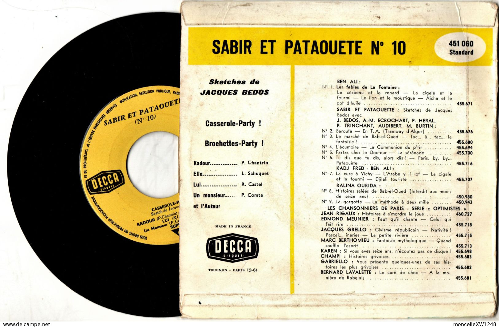 Jacques Bedos - 45 T EP Sabir Et Pataouète N°10 (1961) - Humor, Cabaret