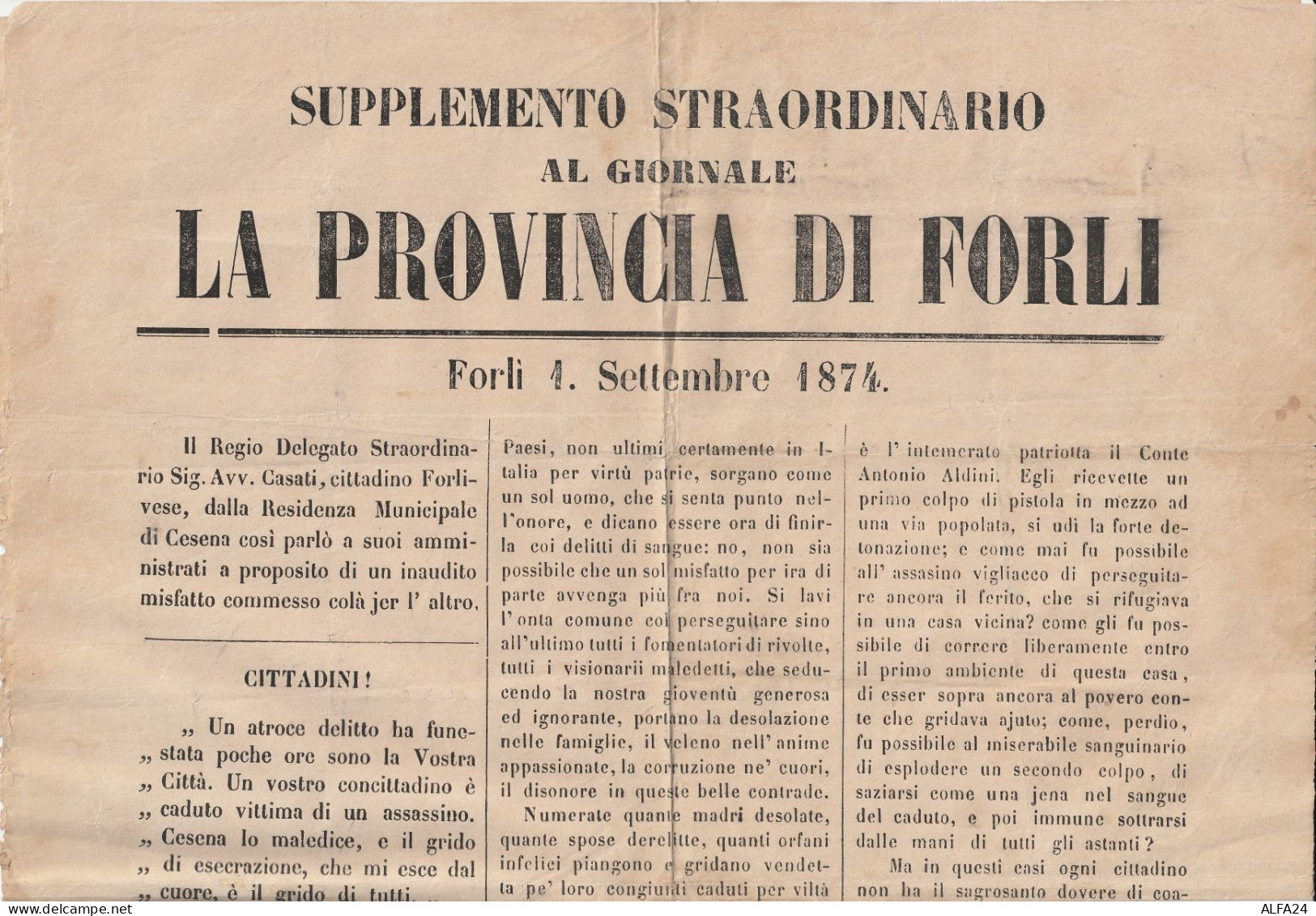 GIORNALE 1874 FORLI (KX607 - Italiano