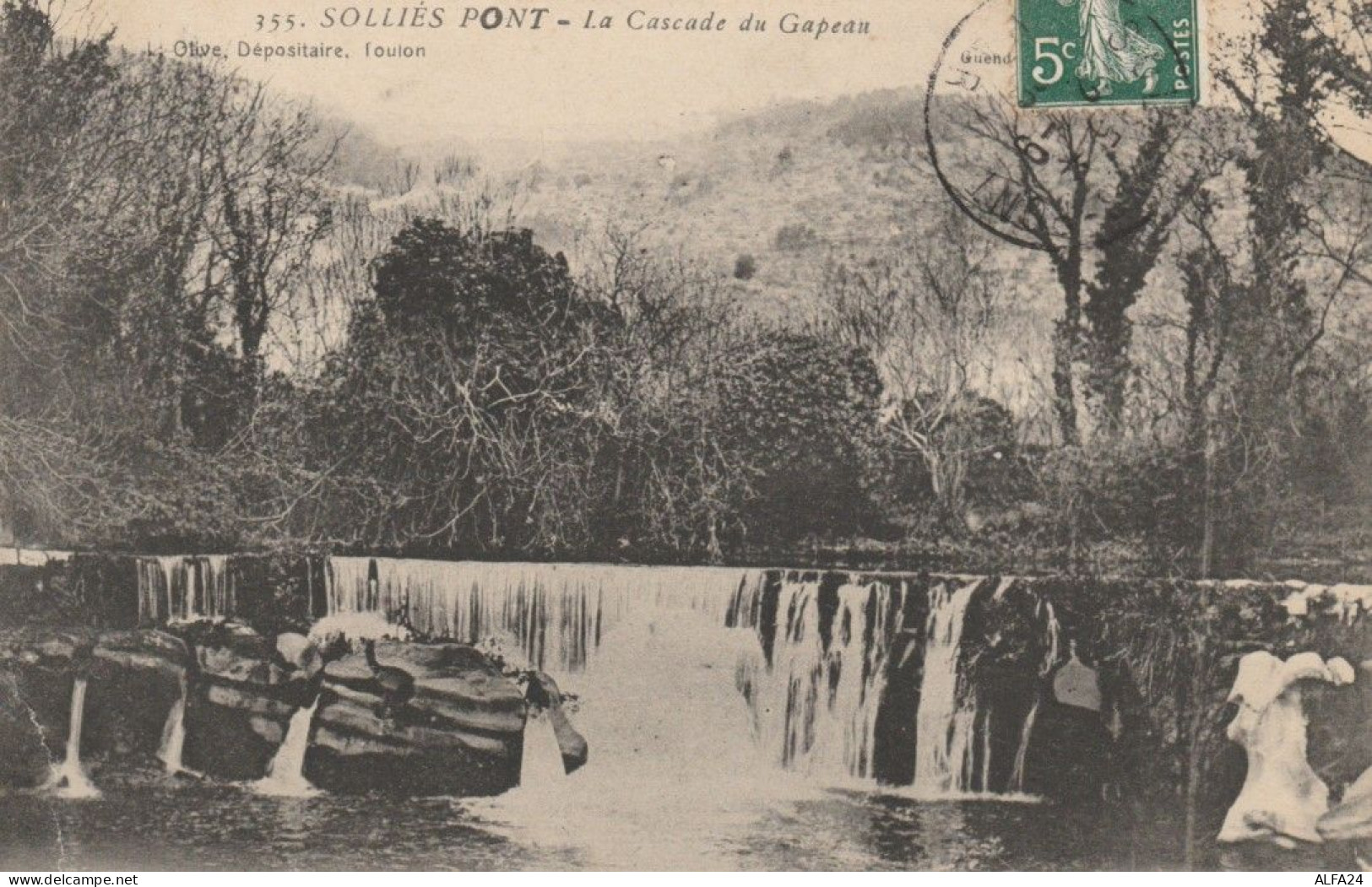 CARTOLINA 1909 FRANCIA SOLLIES PONT -LA CASCADE DU GAPEAN (KX324 - Sollies Pont