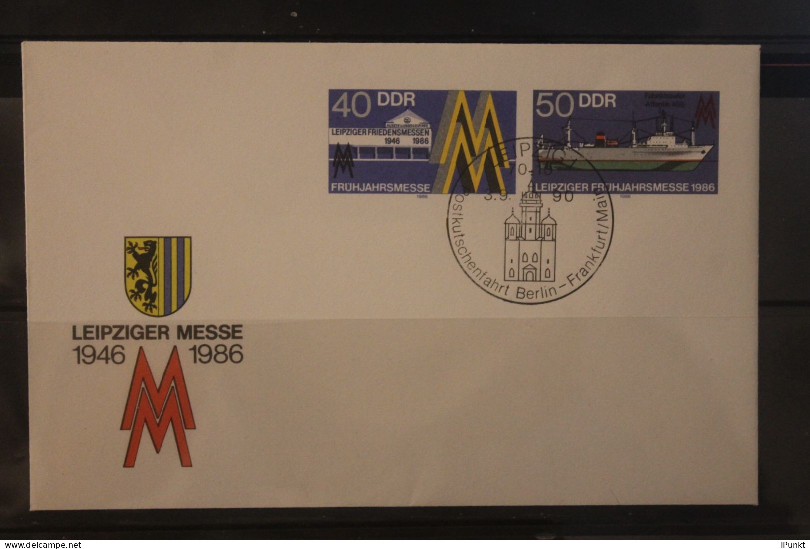 DDR 1986; Leipziger Messe 1986, U 4; SST Leipzig 1990 Postkutschenfahrt Berlin-Frankfurt/M. - Briefomslagen - Gebruikt