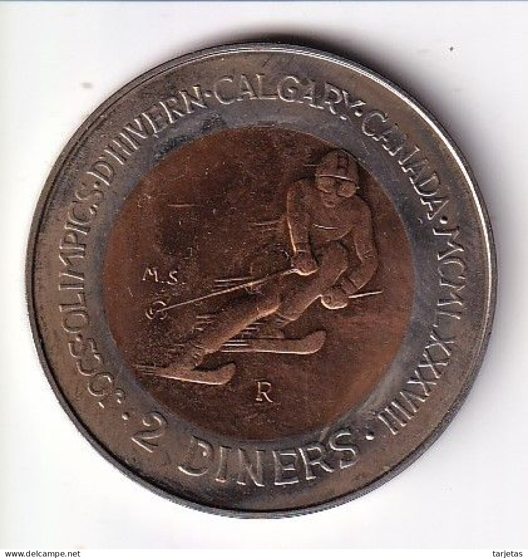 MONEDA DE ANDORRA DE 2 DINERS DEL AÑO 1985 OLIMPIADA INVIERNO CALGARY - Andorra