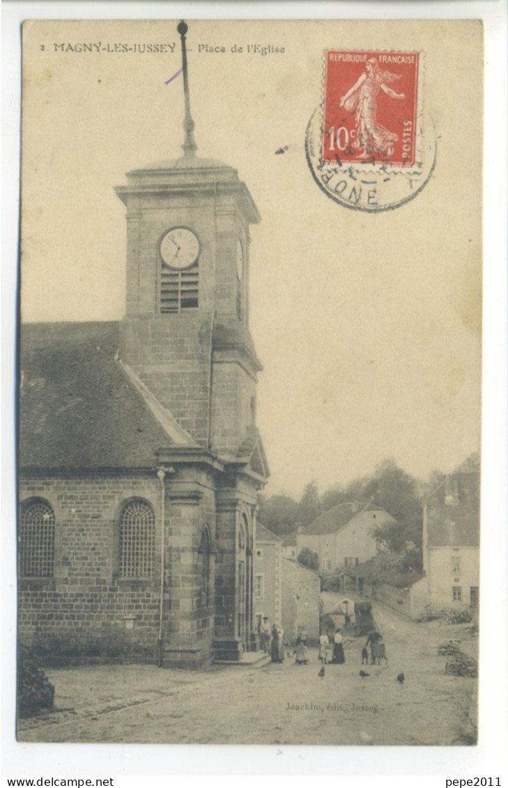 CPA 70 Haute Saône - MAGNY LES JUSSEY - Place De L'Eglise , Grande Rue - Animation - Jussey