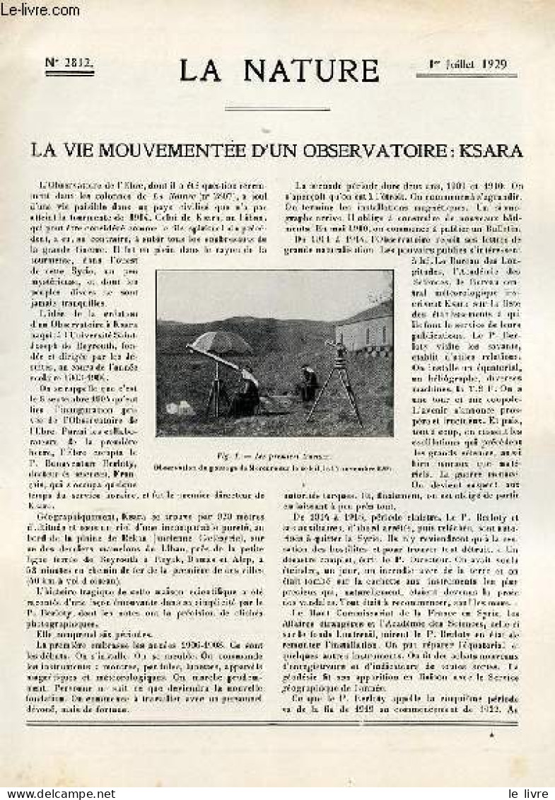 La Nature N° 2812 - La Vie Mouvementée De L'observatoire De Ksara Par Léopold Reverchon, Les Atlas Linguistiques Par Alb - Cultura