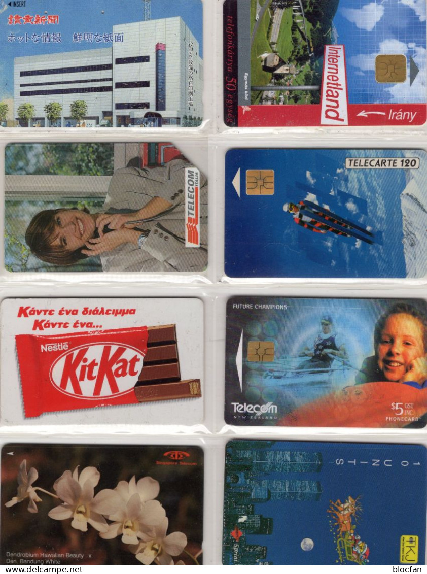 Sortiment 8TK Lot Telecartes 25€ TC Singapore France Italy Greece Nippon Hungary New Zealand USA-Sprint World Phonecards - Otros - Asia