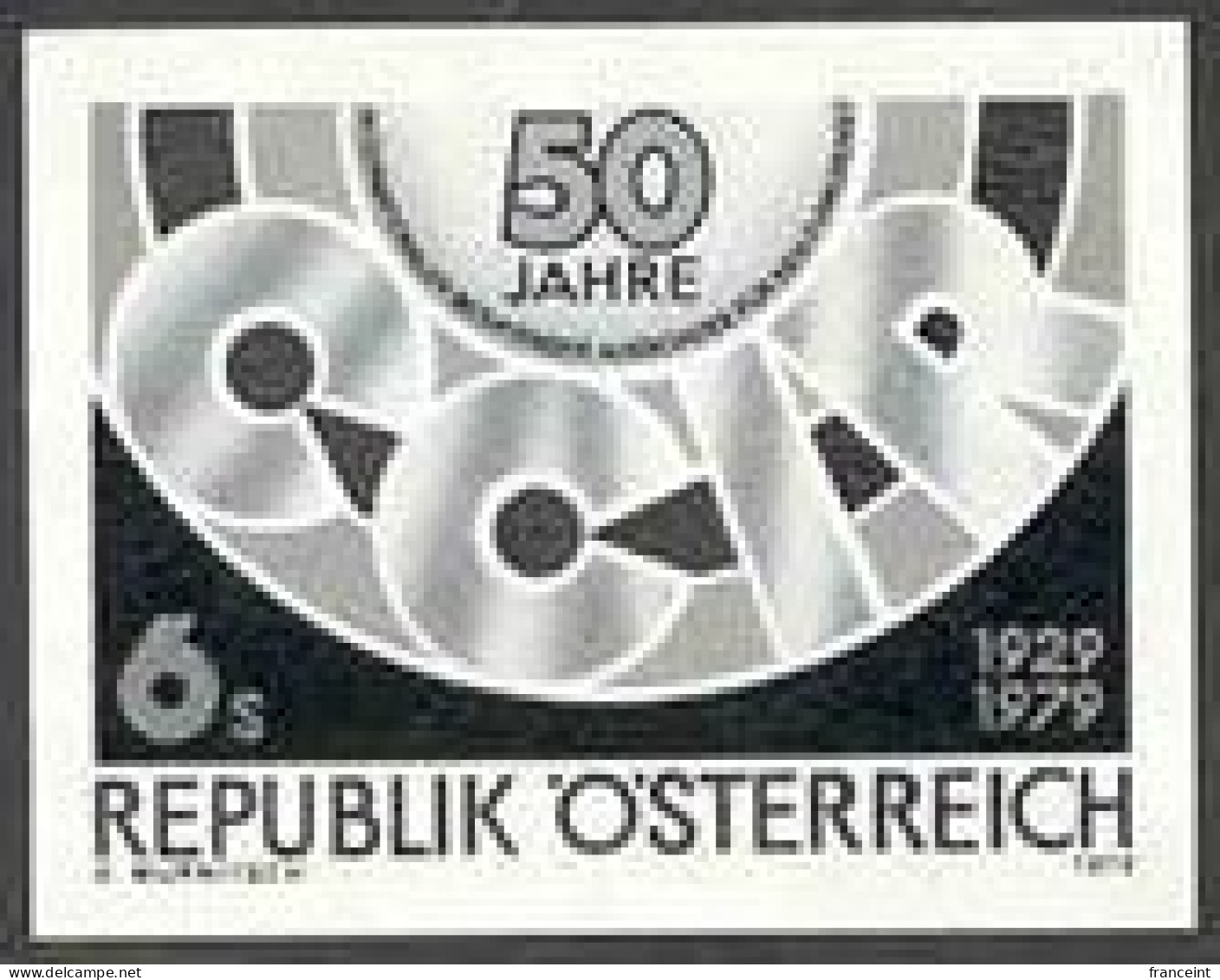 AUSTRIA(1979) CCIR Emblem. Black Print, 50th Anniversary Of International Radio Consultative Committee Of The ITU. Scott - Essais & Réimpressions