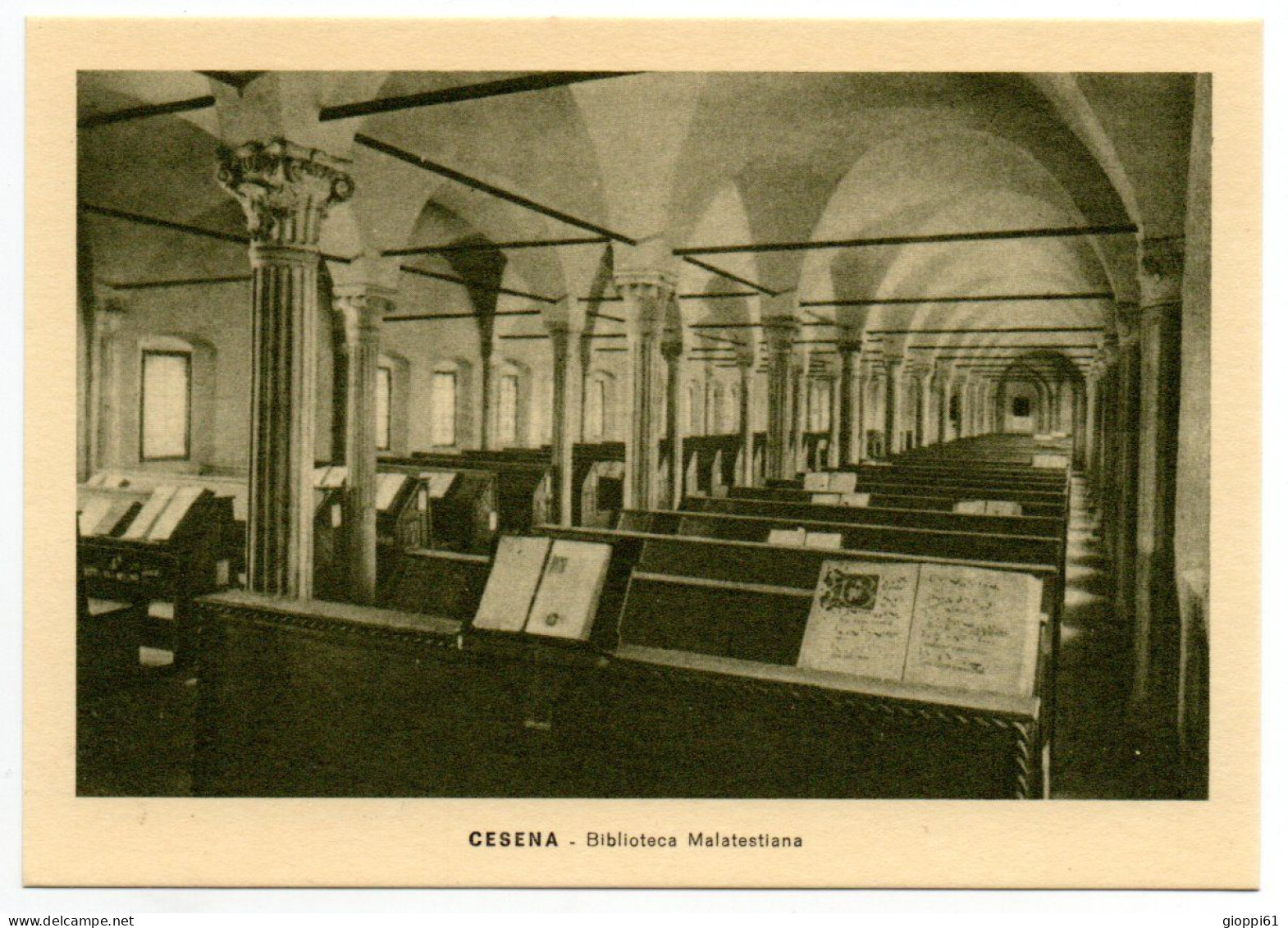 Cesena - Biblioteca Malatestiana. Vecchia Cesena, (riproduzione) - Cesena