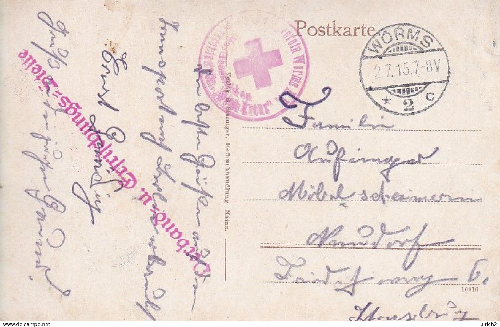 AK Worms - Lutherdenkmal - Feldpost Verband- Und Erfrischungsstelle Worms - 1915 (66502) - Worms