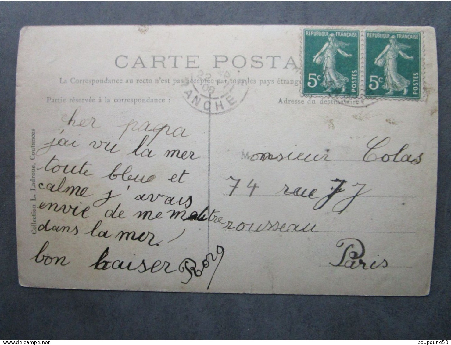 CPA 50 Manche Le Cotentin GOUVILLE  - Retour De La Récolte Du Varech  Attelage Avec Une Vache  Timbrée 1908 - Blainville Sur Mer