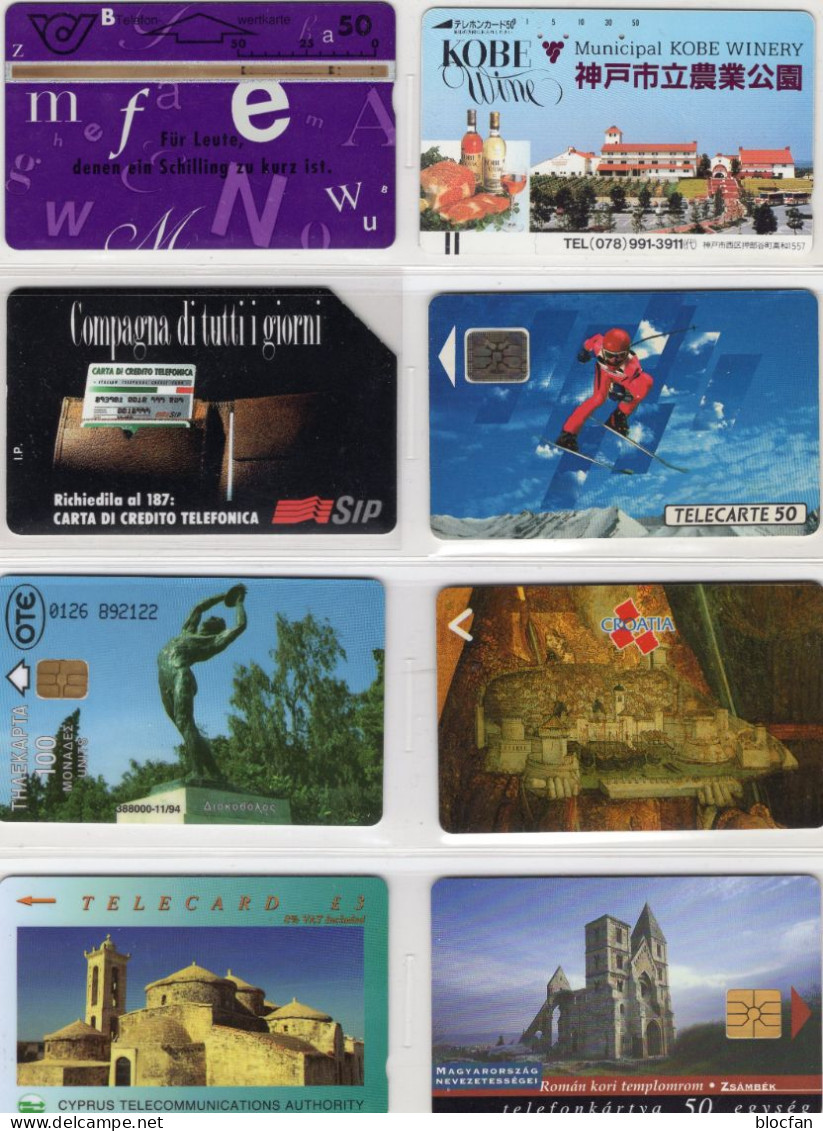 Set Von 8x TK Telecartes 22€ Sortiment Mit Croatia Cyprus France Italy Greece Nippon Hungary Austria World Of Phonecards - Onbekende Oorsprong