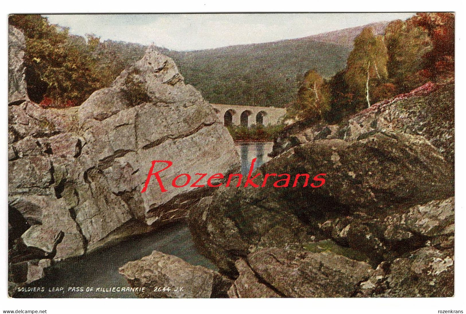 Old Postcard Scotland Pass Of Killiecrankie Soldiers' Leap Ecosse Schotland CPA Valentine's Art Colour Series - Perthshire