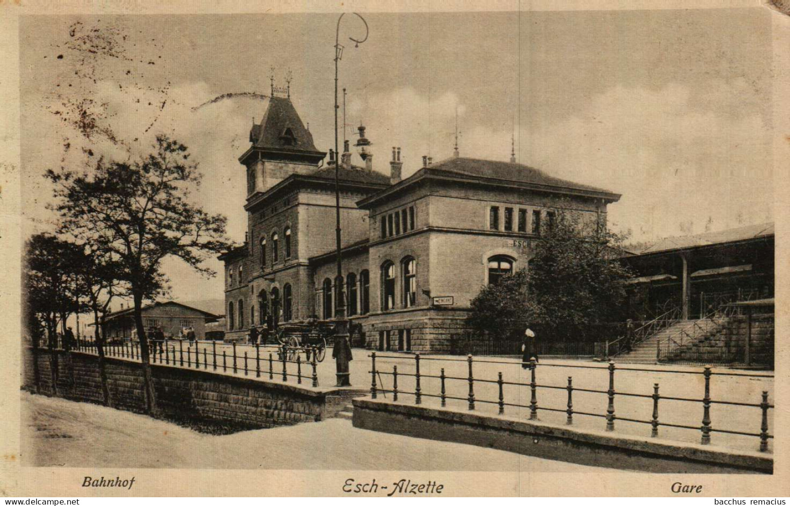 ESCH-SUR-ALZETTE - Bahnhof - La Gare - FELDPOSTKARTE Mit Interessantem Poststempel "FLAK-SCHEINWERFER Der Gruppe Esch" - Esch-sur-Alzette