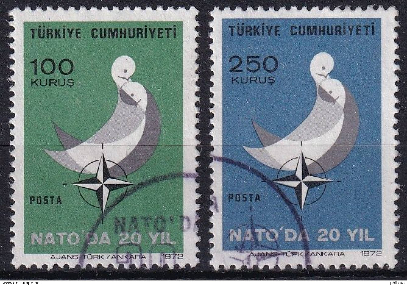 MiNr. 2250 - 2251 Türkei    1972, 18. Febr. 20 Jahre Mitgliedschaft In Der NATO - Usati