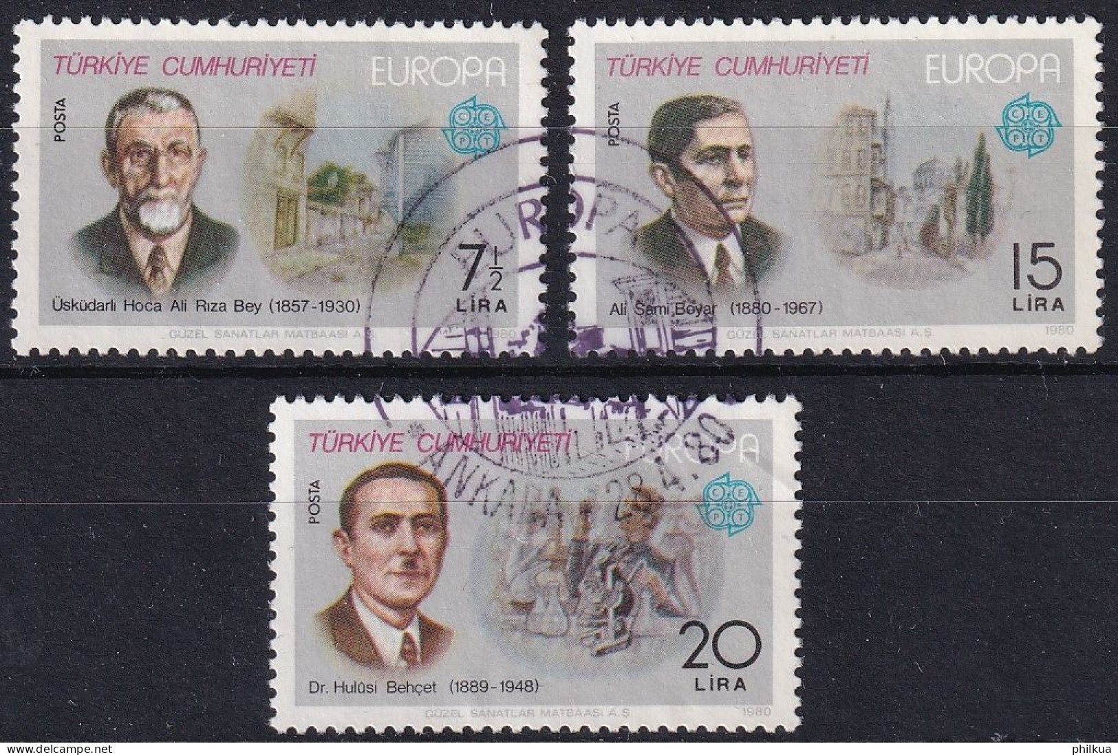 MiNr. 2510 - 2512 Türkei    1980, 28. April. Europa: Bedeutende Persönlichkeiten - Used Stamps