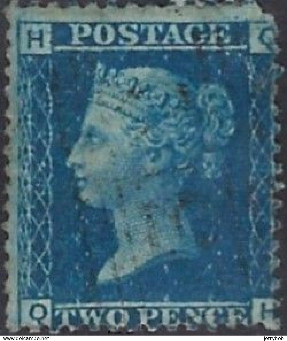 GB QV 1858 2d. Blue Plate 9 QH Used - Used Stamps