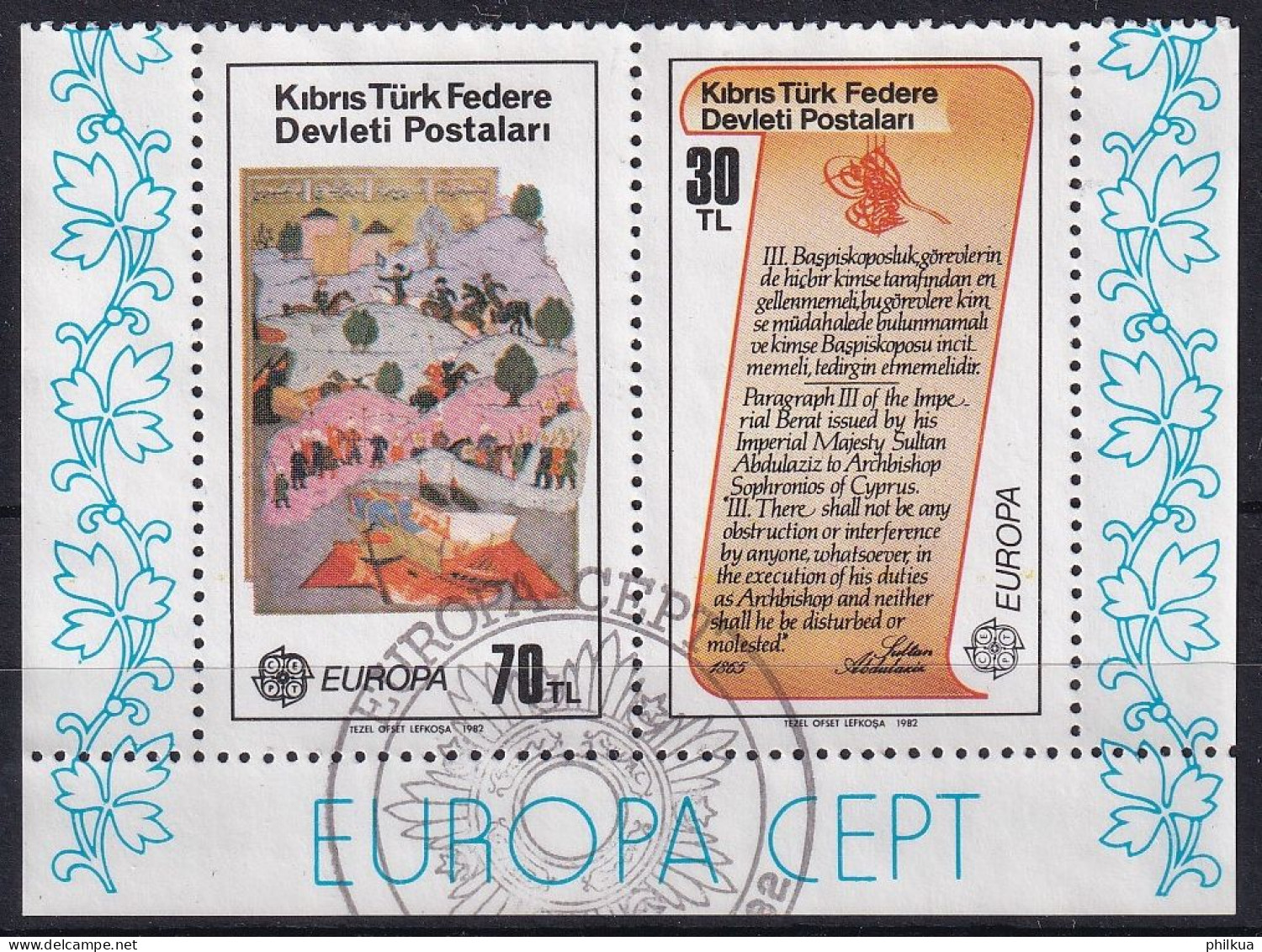 MiNr. 114 - 115 Türkisch-Zypern 1982, 30. Juli. Blockausgabe: Europa – Historische Ereignisse - Used Stamps