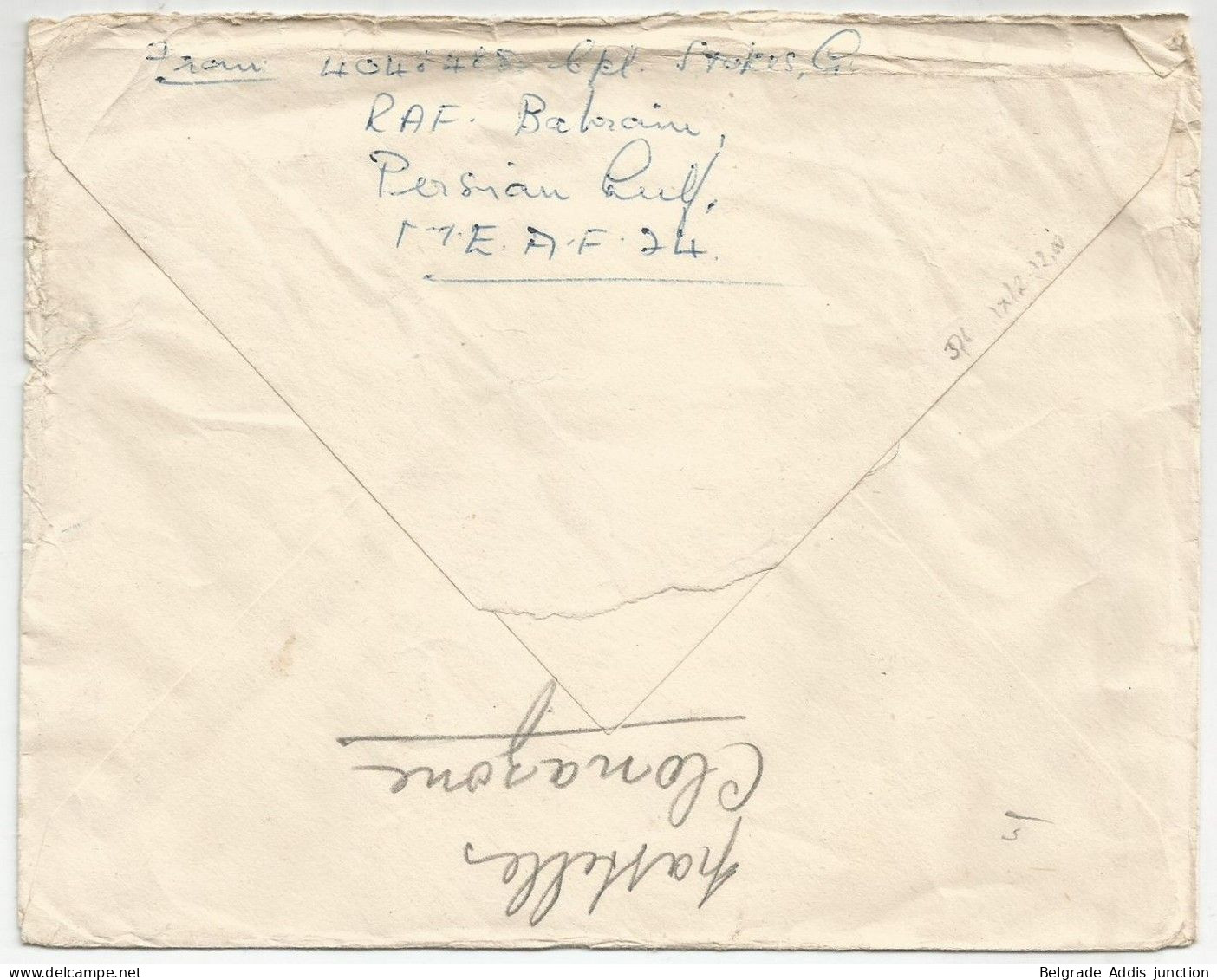 Bahrain Letter To Belgium 1953 Field Post Office RAF Military Forces - Bahrein (...-1965)