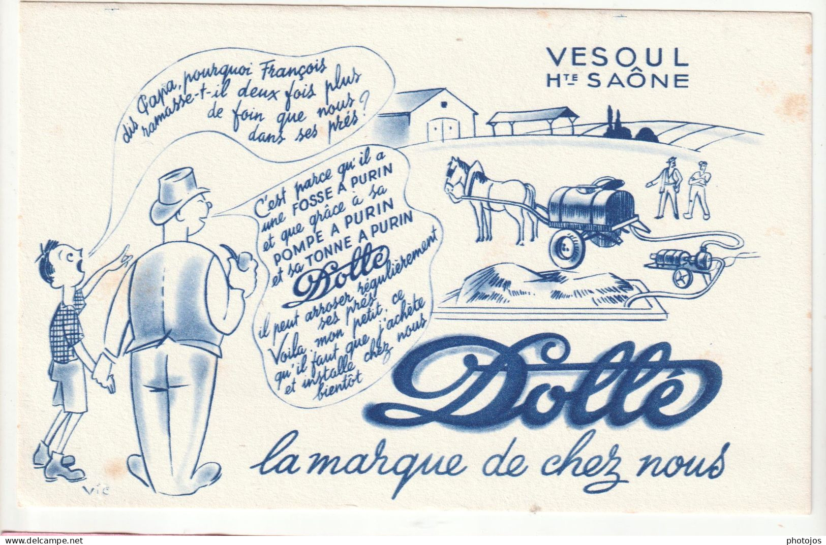 Buvard Publicitaire Machines Agricoles Dollé à Vesoul (70)  Ferme Cheval   TBE - Agricultura