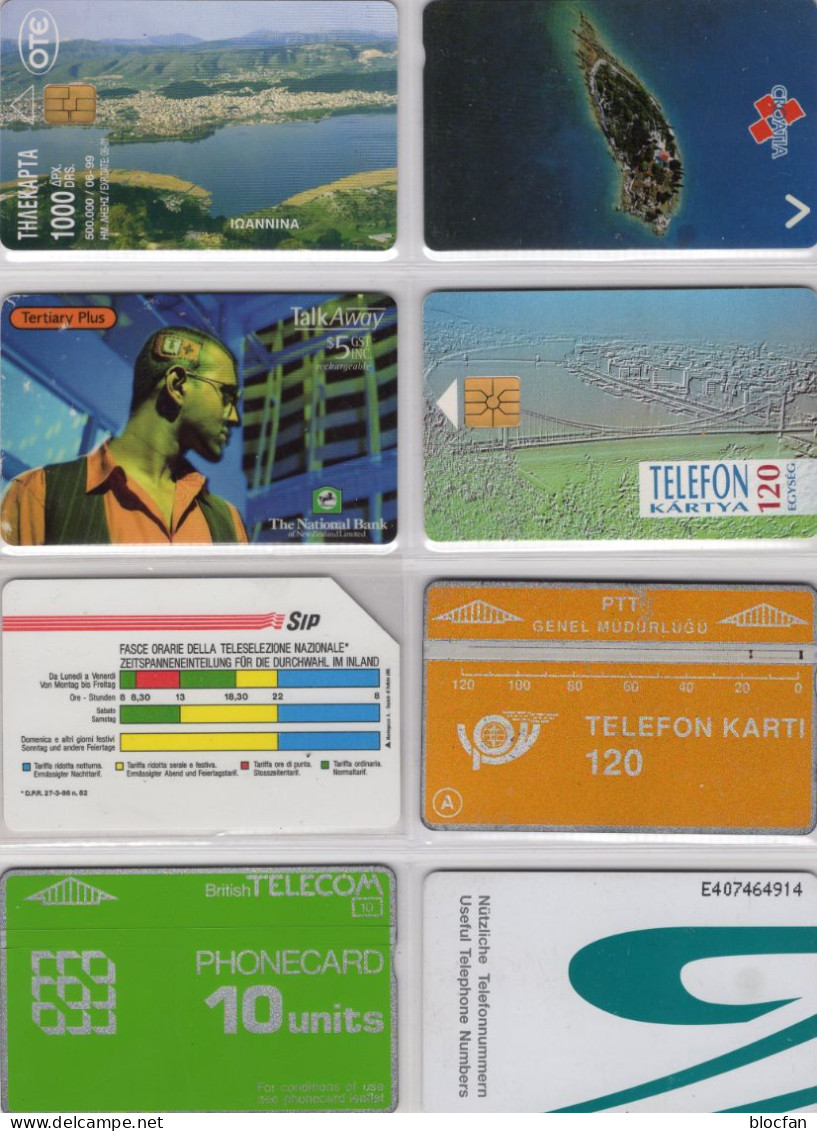 Sortiment 8x Telecartes 30€ Croatia Italy Greece Nippon Ungarn New Zealand Nederlande Greet Britain TC Worlds Phonecards - Autres - Asie