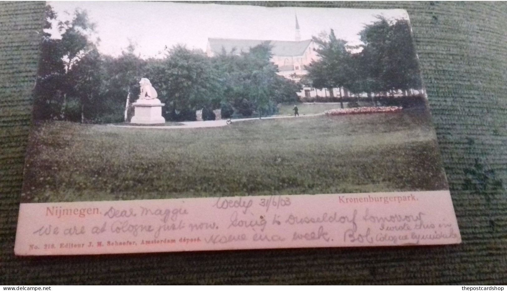 NETHERLANDS NIJMEGEN Kronenburgerpark Met Doddendaalkerk 1903 Vrouw Met Kinderwagen LION STATUE - Nijmegen