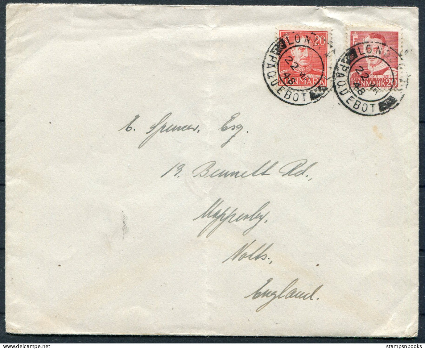 1948 Denmark Cover With London Paquebot - Covers & Documents