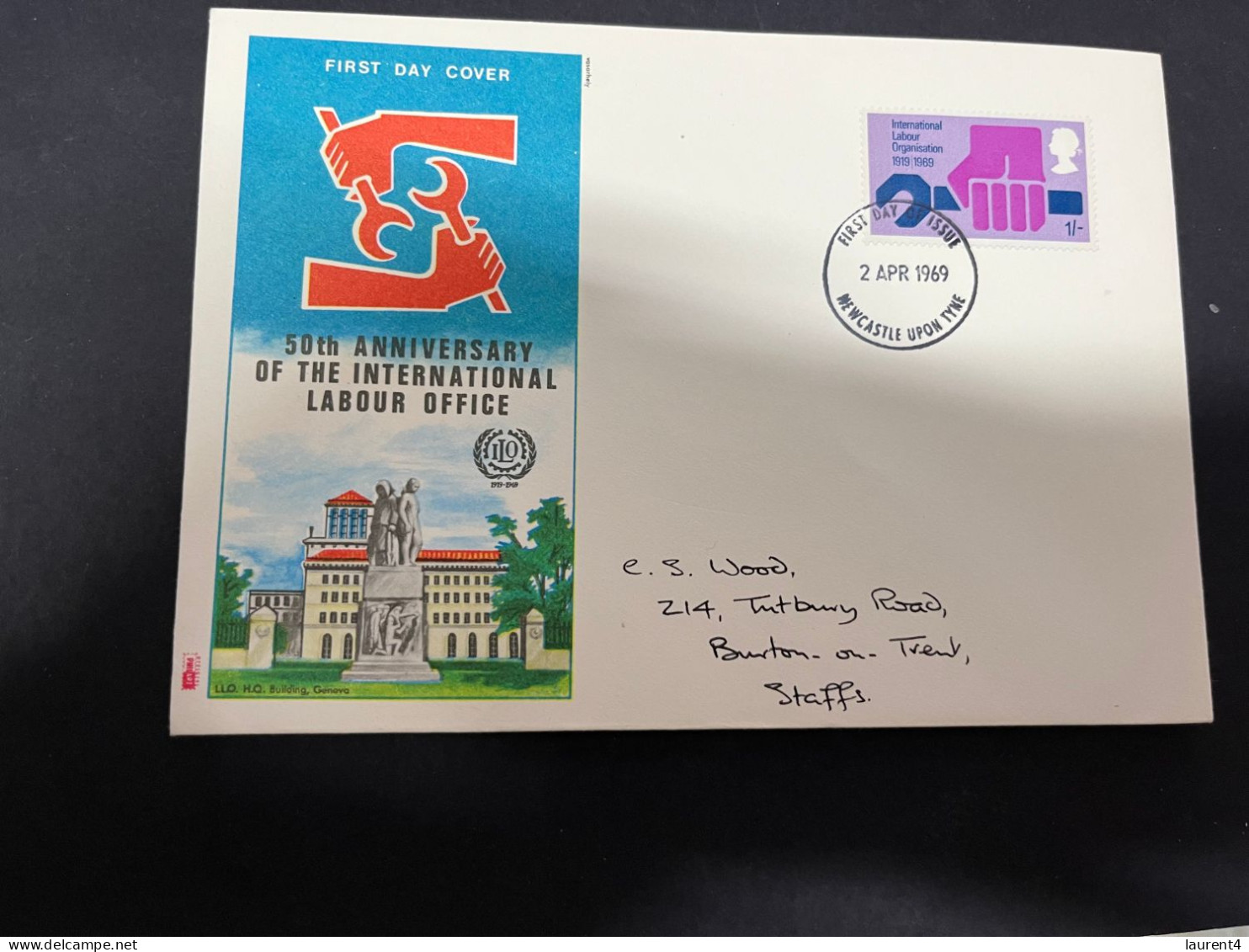 15-12-2023 (2 W 14) Australia + UK (2 FDC Cover) ILO - Internatioanl Labour Organisation 50th Anniversary - IAO