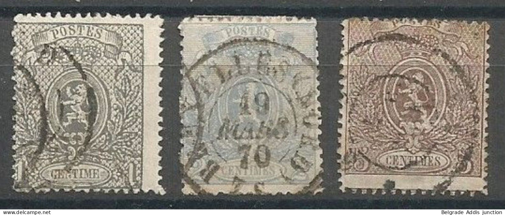 Belgique Belgie Belgium COB 23A/25A Oblitérés Used 1867 Petit Lion - 1866-1867 Petit Lion