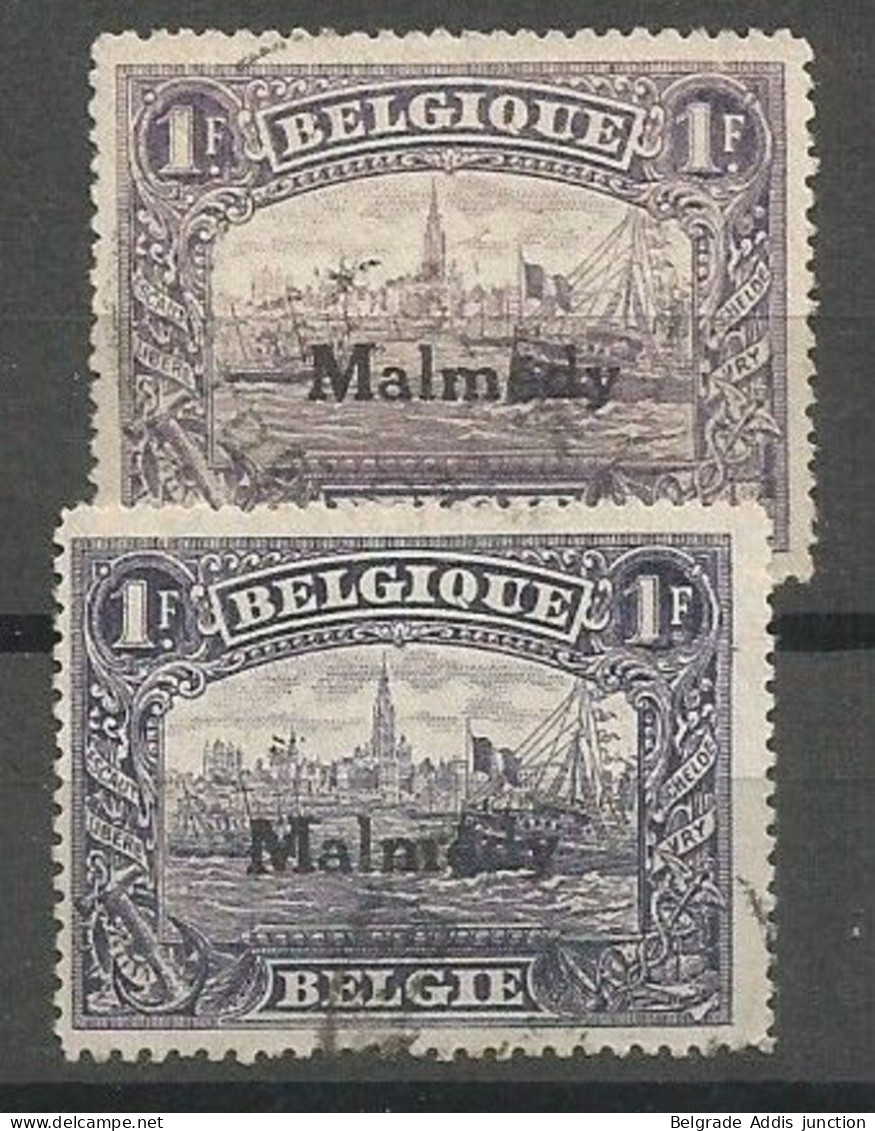 Belgique Deutsches Reich Belgien Belgium Occupation Malmédy COB OC75 + OC75a Oblitérés Used 1920 Cote: 44,00€ - OC55/105 Eupen & Malmédy