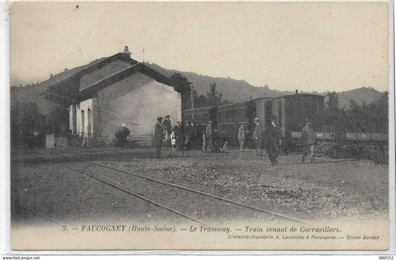 70 FAUCOGNEY . Le Tramway Venant De Corravillers , La Gare , édit : A Lamboley , Cliché Bardez , Années 1900 , état Sup - Faucogney