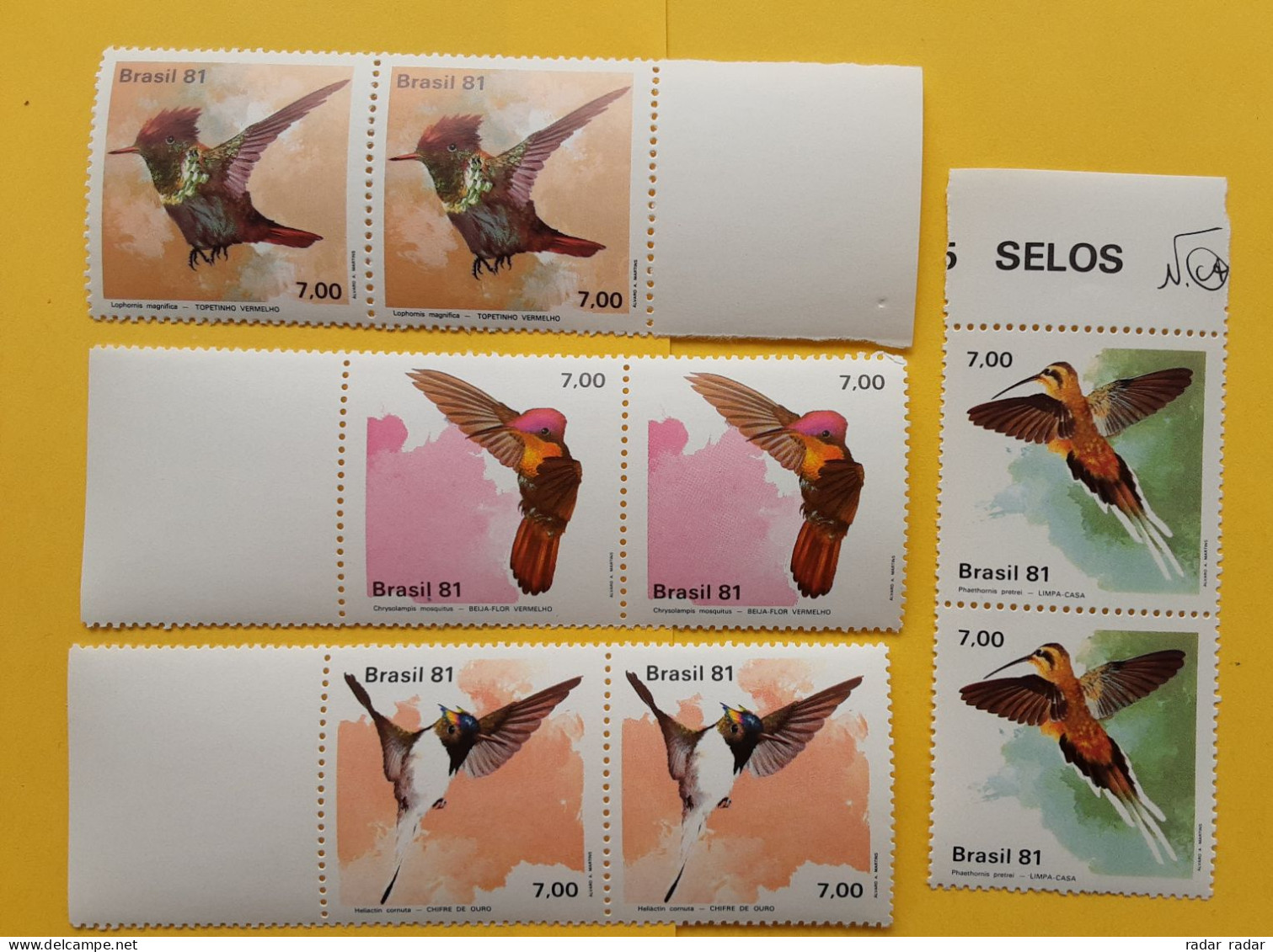 1981 Brasil Hummingbirds Birds Two Sets Mi 1823 -1826 Margin MNH ** - Segler & Kolibris