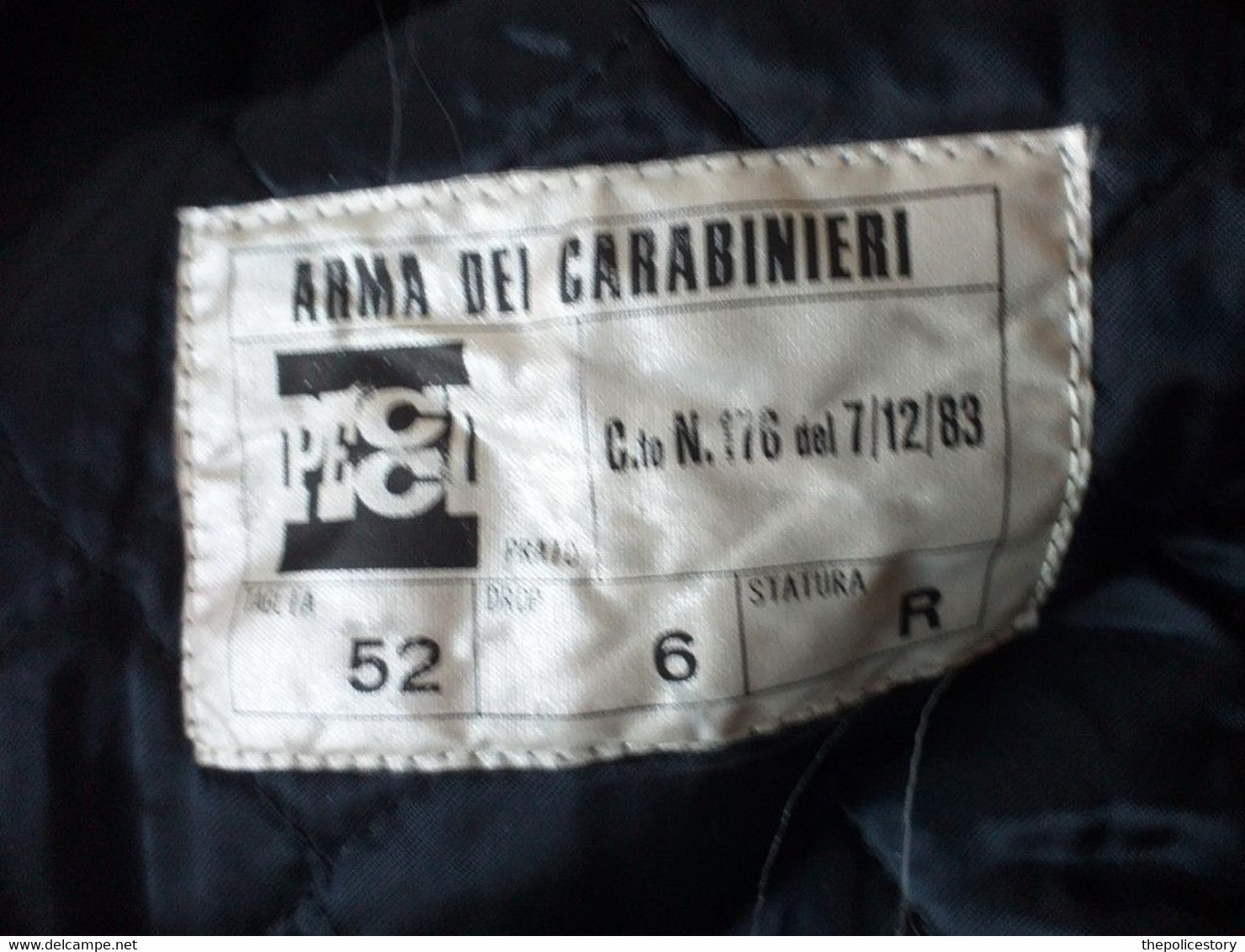 Cappotto Impermeabile Vintage Carabinieri Del 1983 Tg. 52 Senza Fregi Etichettato - Policia