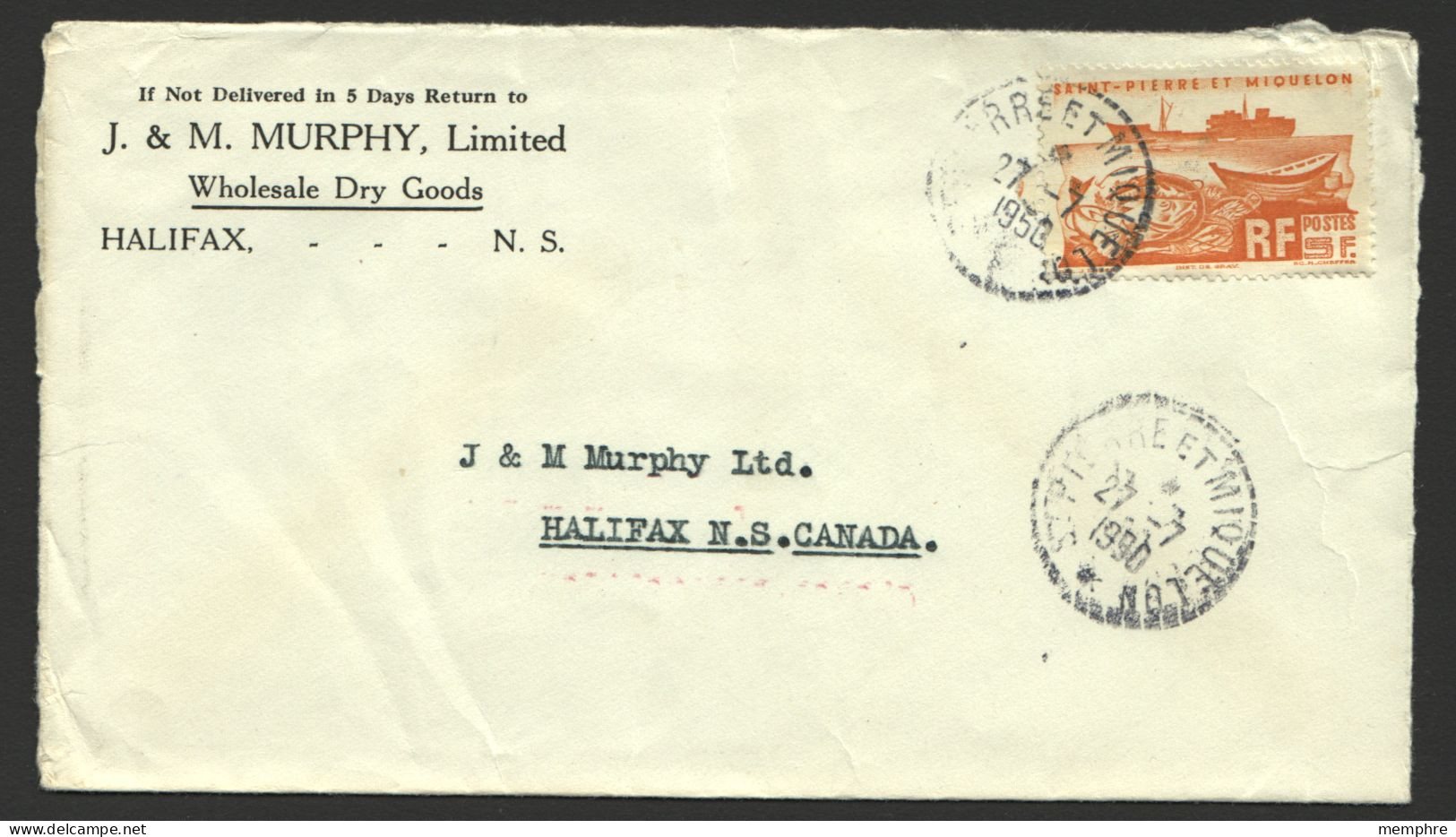 1951 Lettre  Pour Le Canada  Yv 338 Seul - Cartas & Documentos