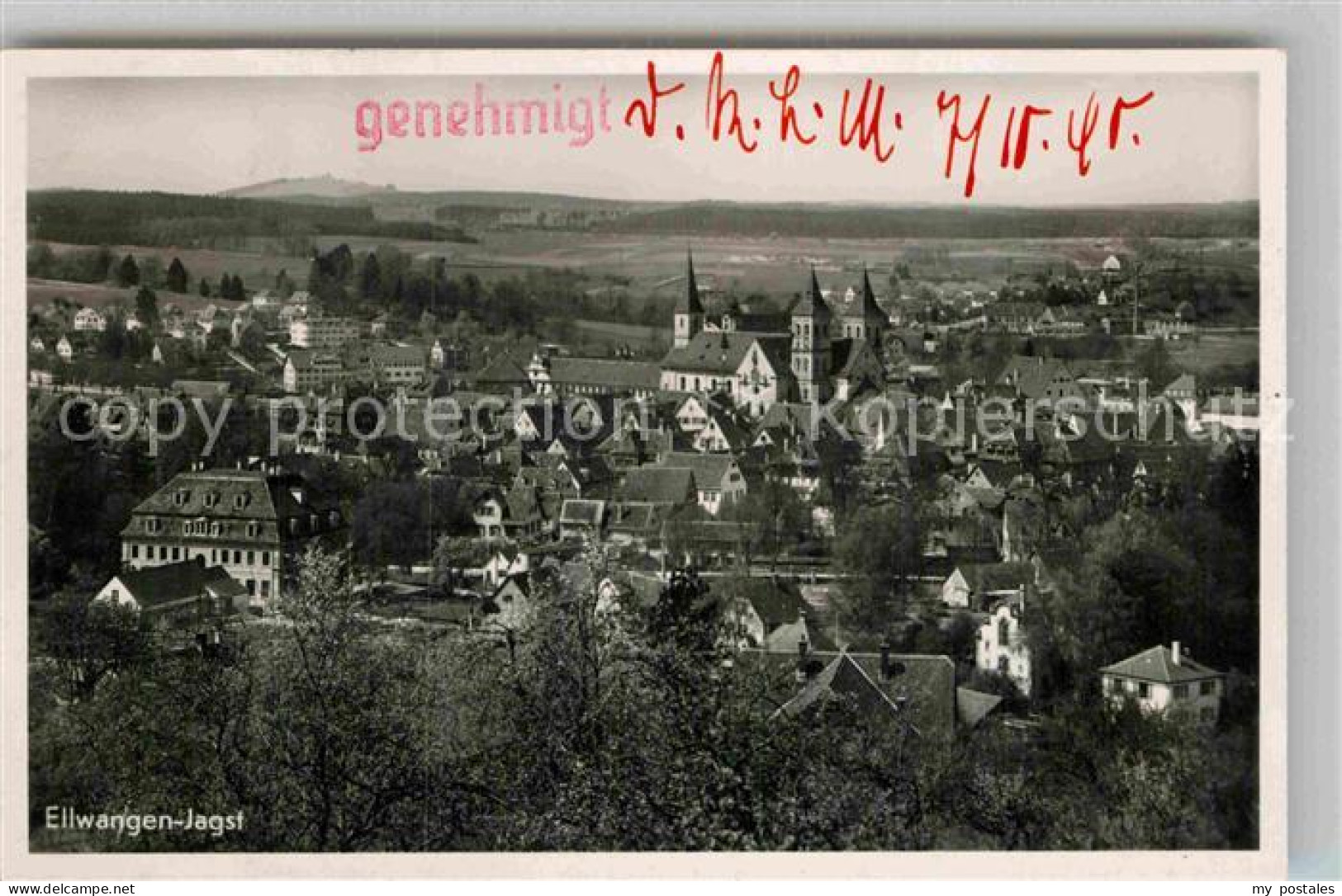 42869340 Ellwangen Jagst Panorama Stempel Auf Vorderseite Ellwangen Jagst - Ellwangen