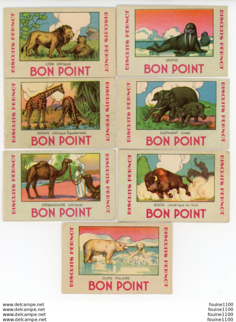 Lot De 7 BON POINT Des BISCUITS PERNOT ( Annimaux ) Pernotin Au Dos ( Format 5 X 8 Cm ) - Pernot