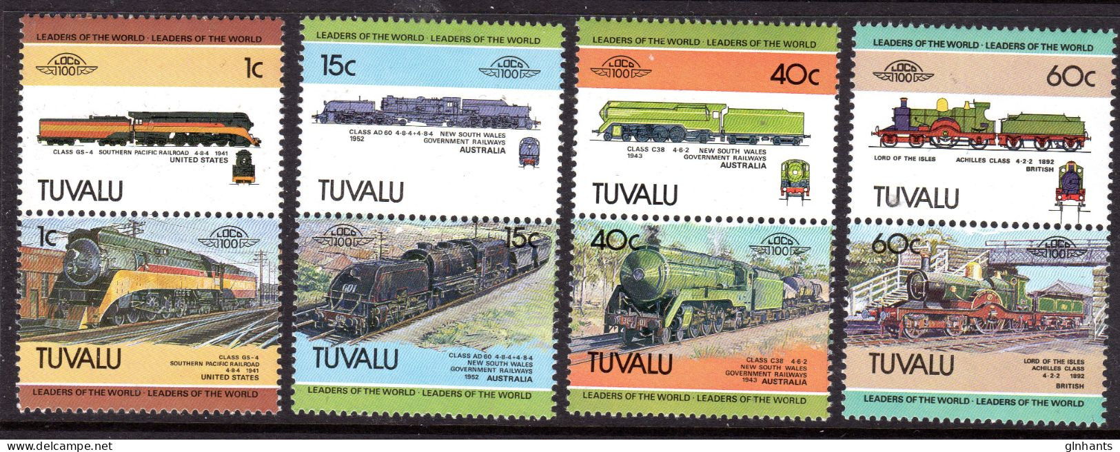 TUVALU - 1984 TRAINS LOCOMOTIVES 1st SERIES SET (8V) FINE MNH ** SG 241-248 - Tuvalu